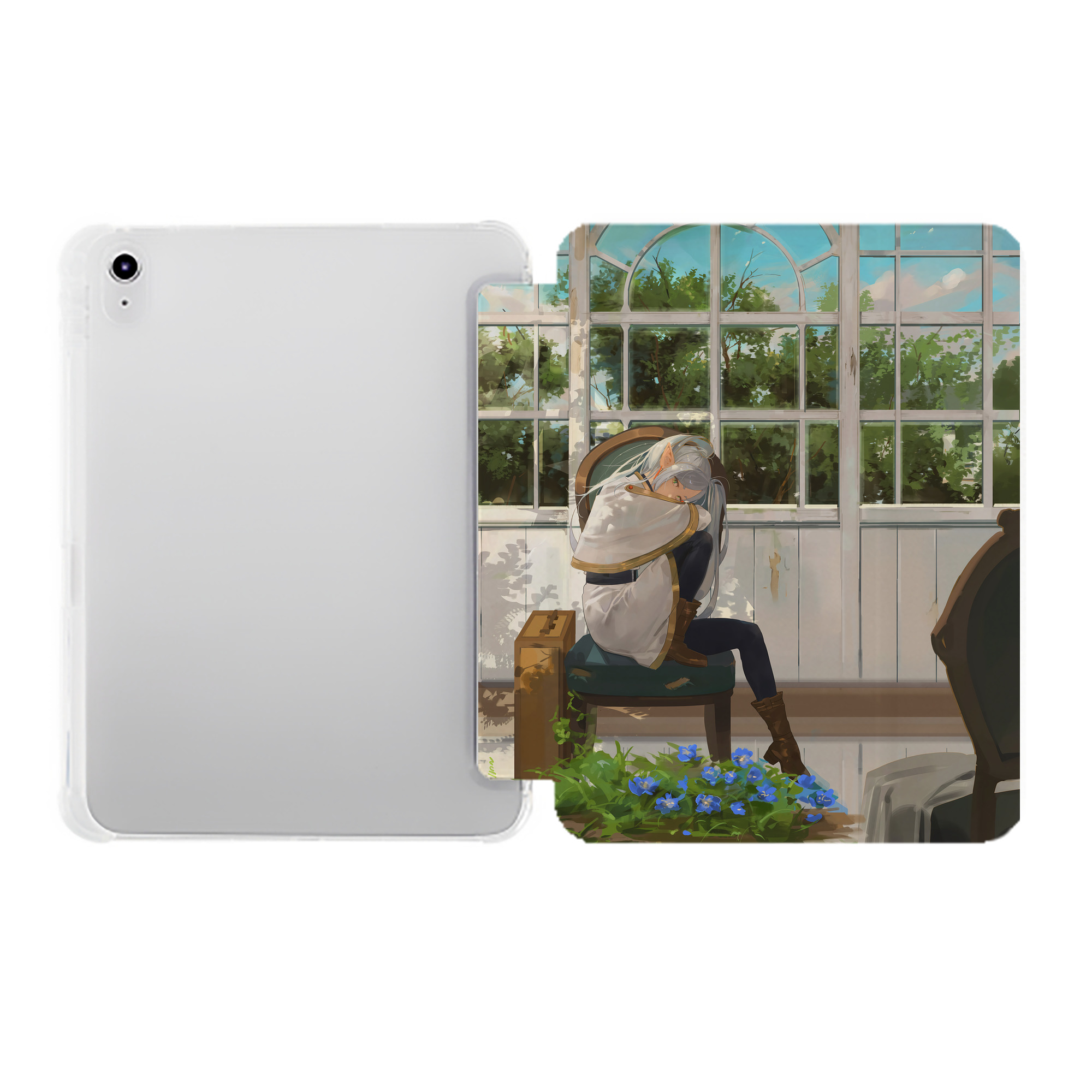 （画像用） 葬送のフリーレン Frieren IPad ケース ペン収納付き 三つ折りスタンド PUレザー×シリコン 対応機種9.5/10.5/10.9インチ